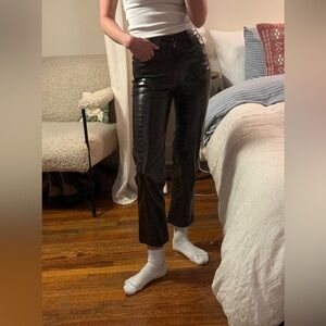 Gap Brown Croc-Embossed Leather Pants